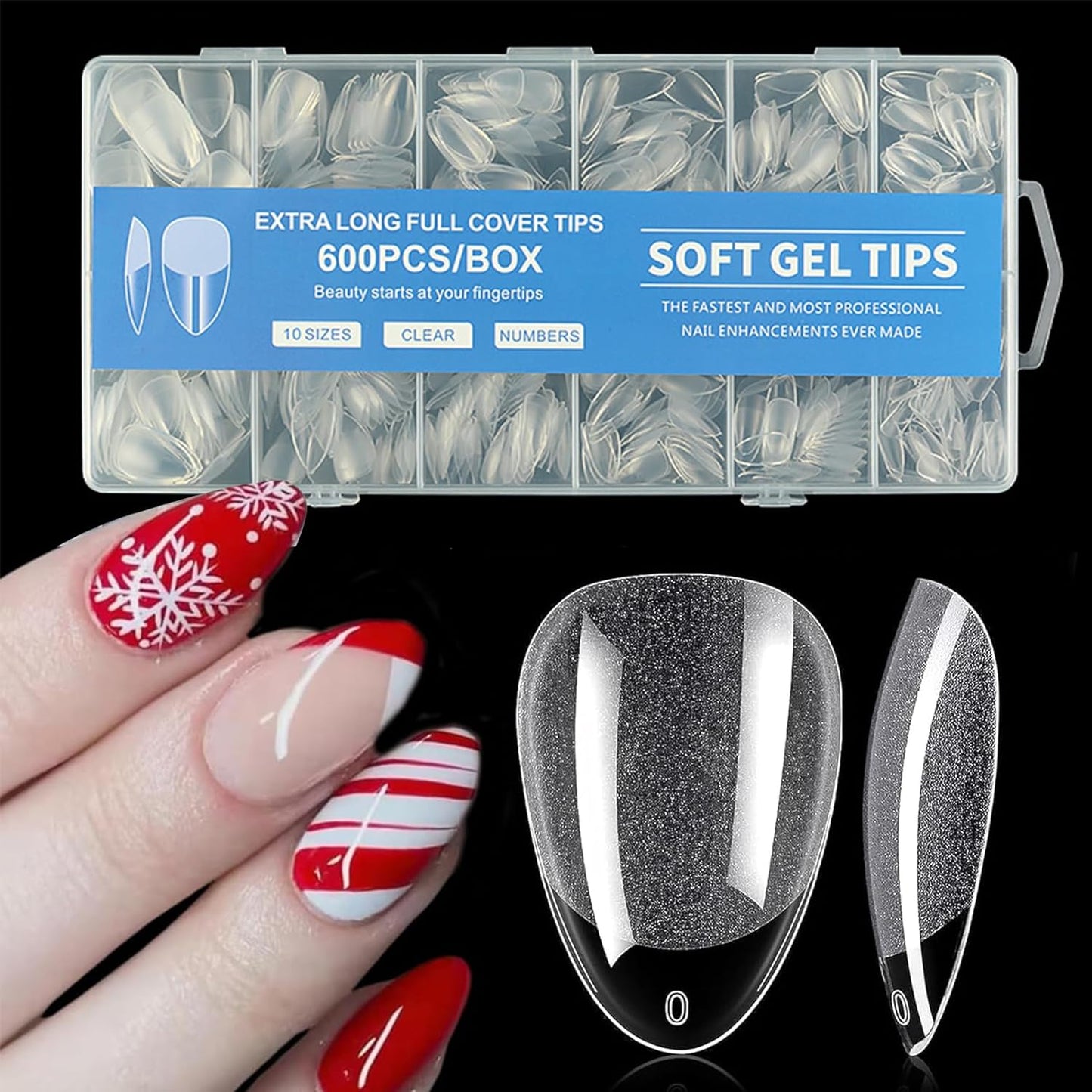 600-Piece Clear Full Cover Nail Tips