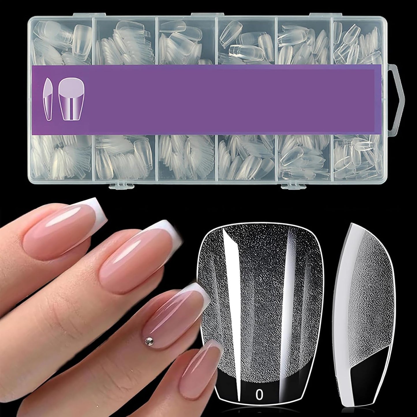 600-Piece Clear Full Cover Nail Tips