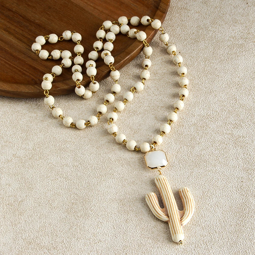 Desert Bloom Cactus Charm Necklace