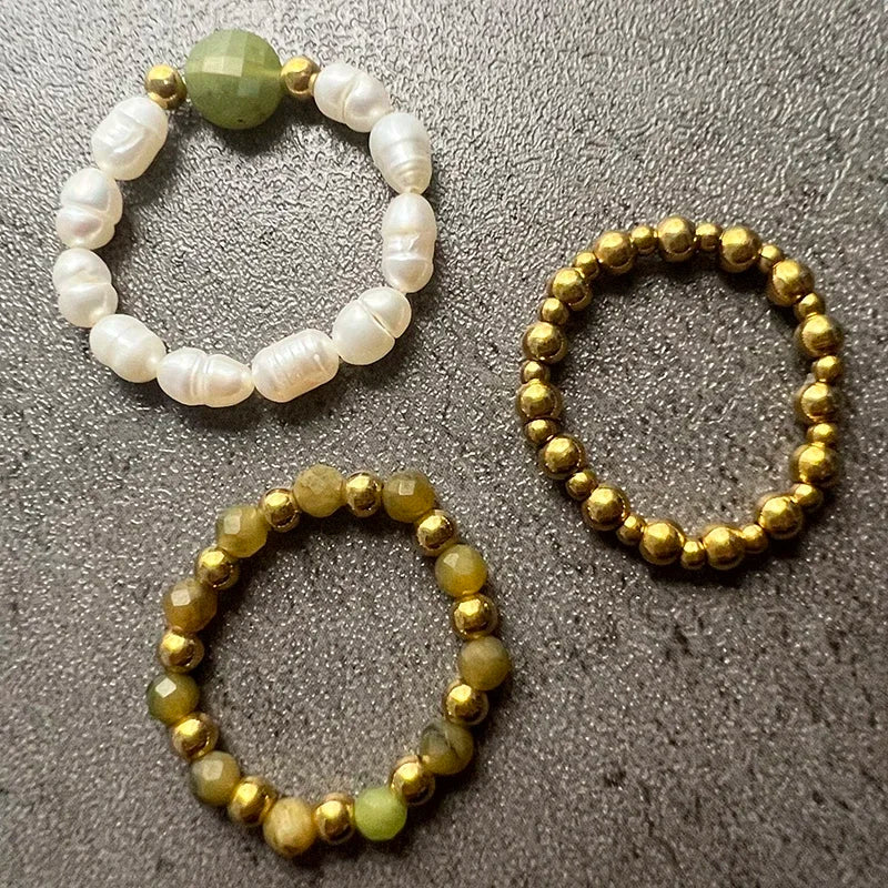 Stretchy Freshwater Pearl and Beaded Rings
