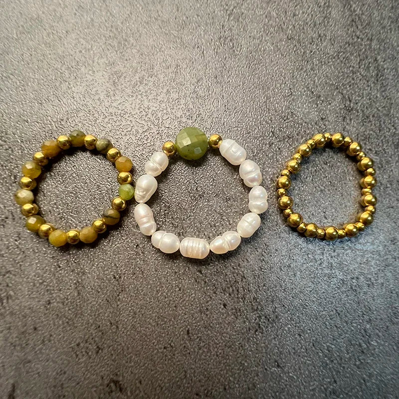Stretchy Freshwater Pearl and Beaded Rings