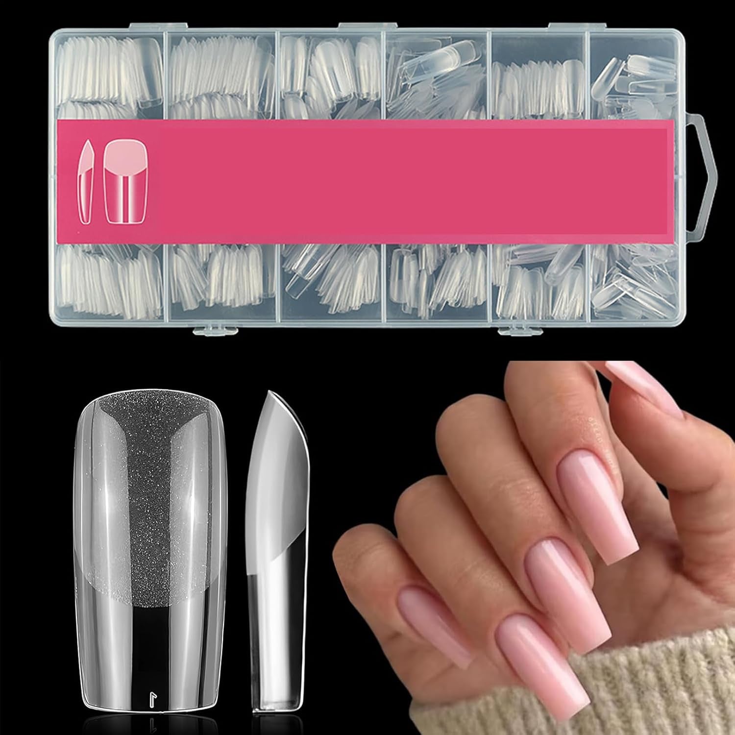 600-Piece Clear Full Cover Nail Tips 