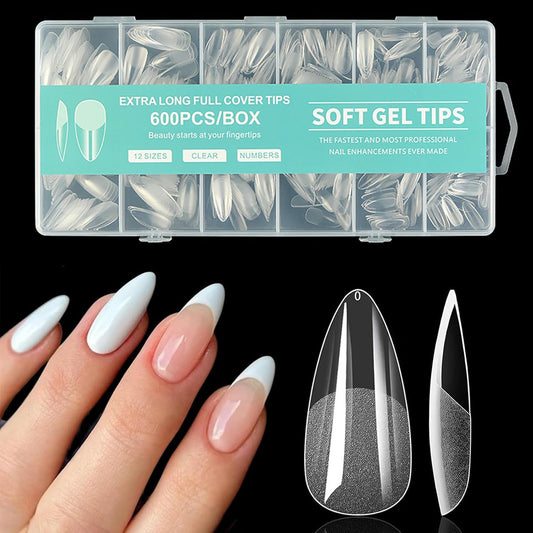 600-Piece Clear Full Cover Nail Tips 