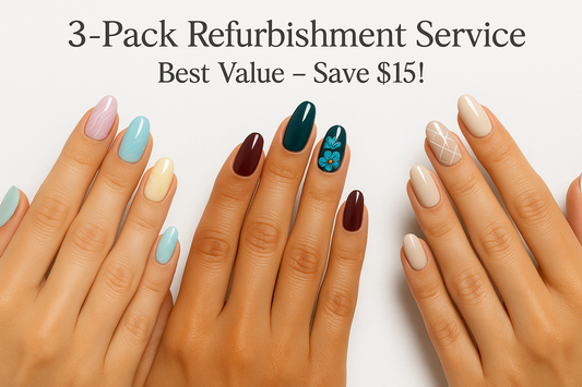 3-Pack refurbishment service showing multiple nail collections