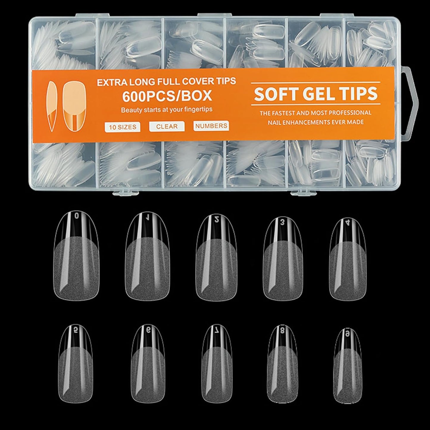 600-Piece Clear Full Cover Nail Tips 