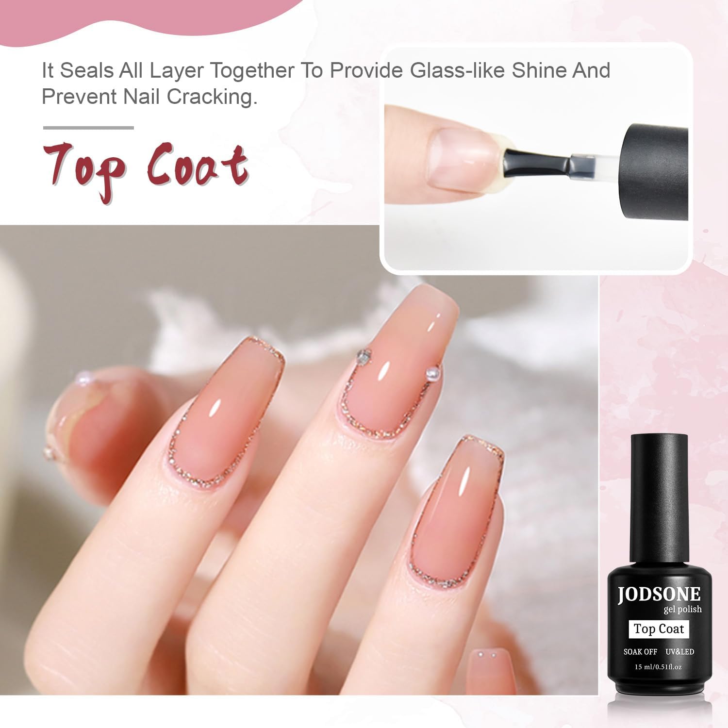 Professional Gel Polish Set: 2 Bottles of Top Coat and Base Coat