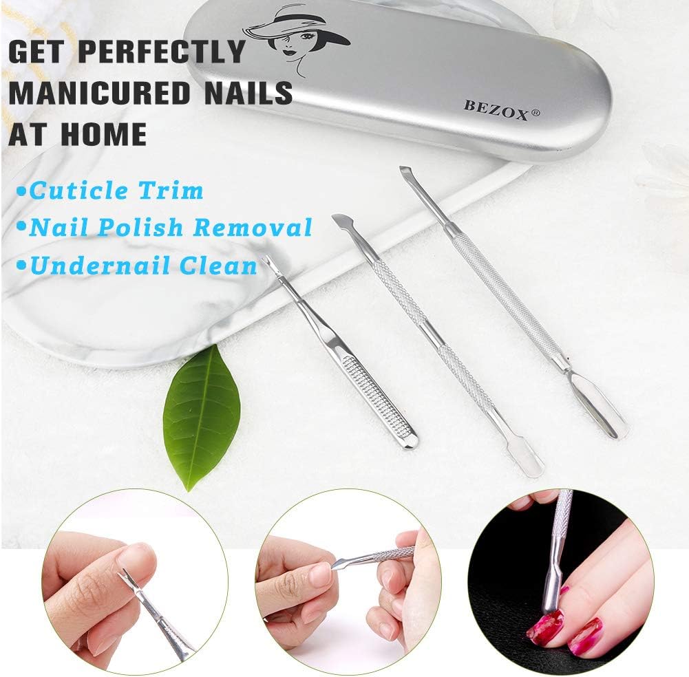 Stainless Steel Cuticle Pushers and Undernail Cleaner Tool Set 