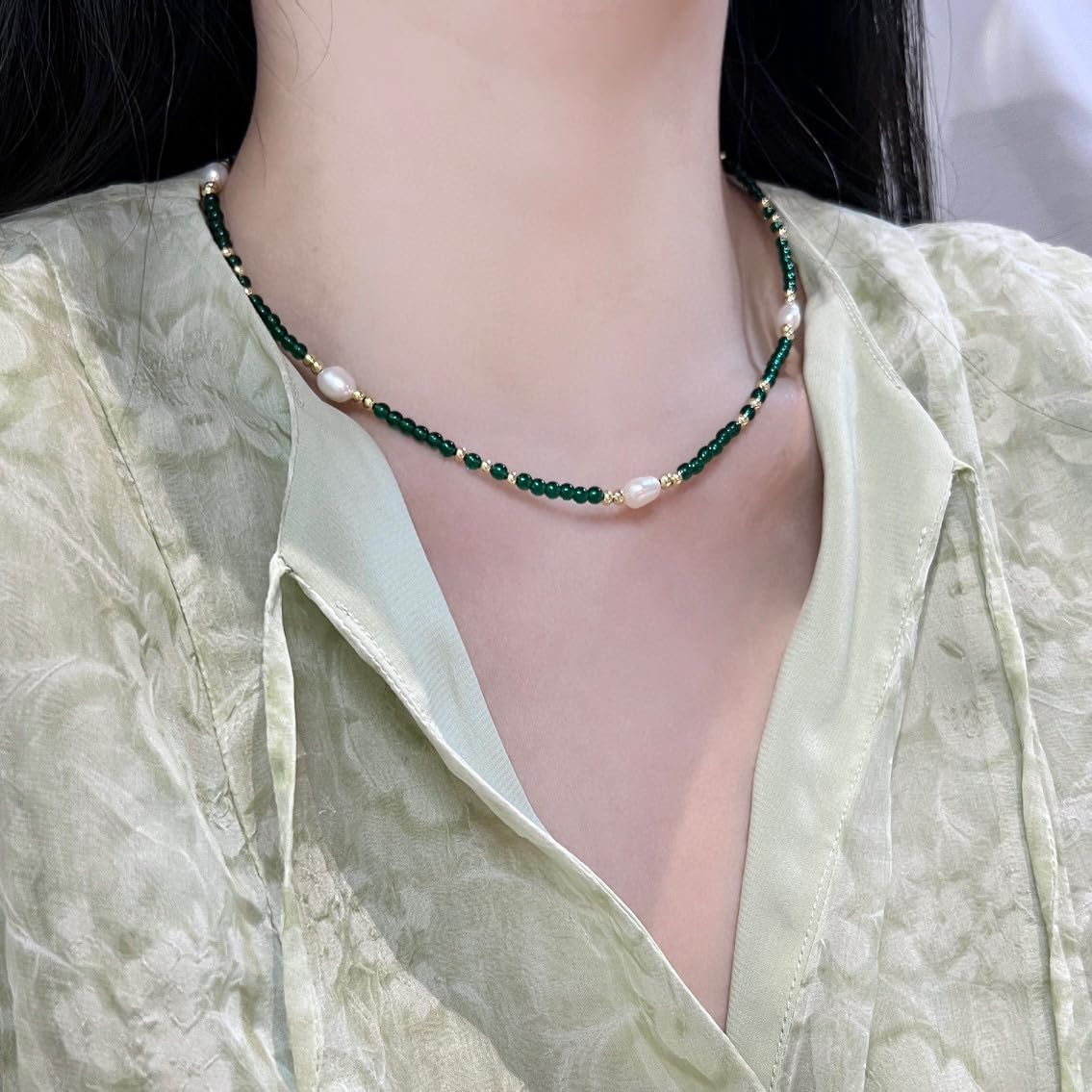 Freshwater Pearl and Synthetic Turquoise Necklace