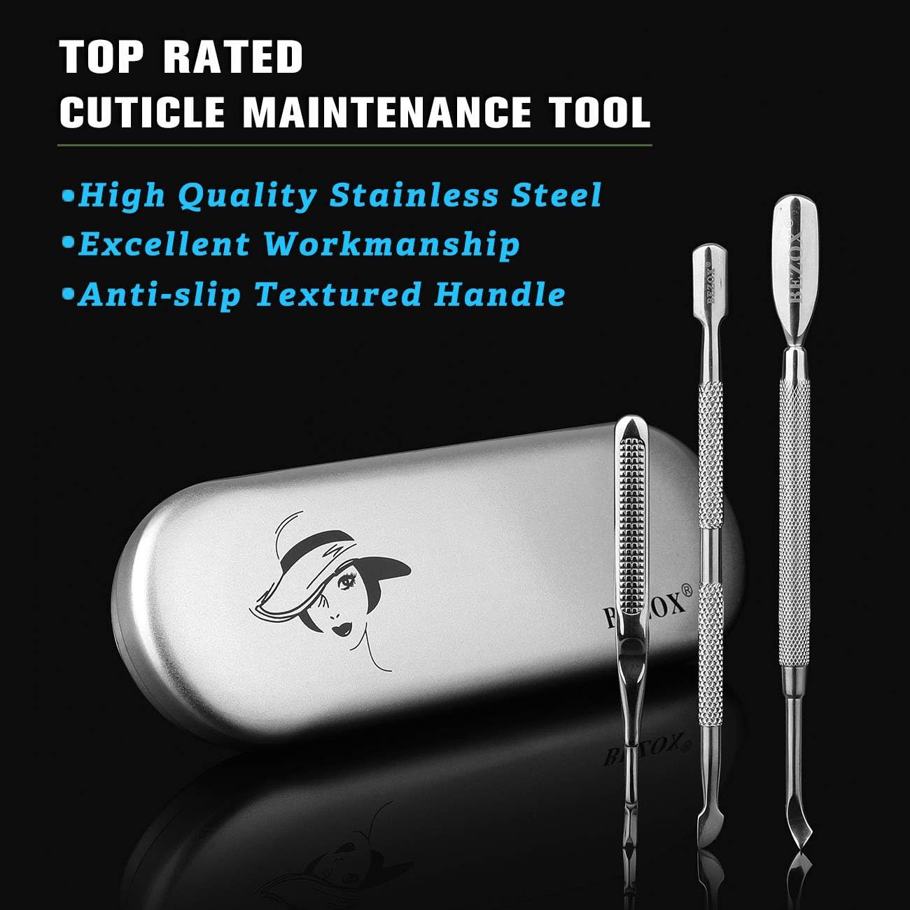 Stainless Steel Cuticle Pushers and Undernail Cleaner Tool Set 