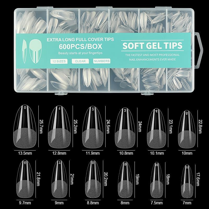 600-Piece Clear Full Cover Nail Tips 