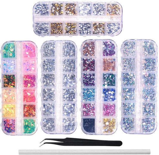 6400-Piece Nail Art Rhinestones and Gems Set 