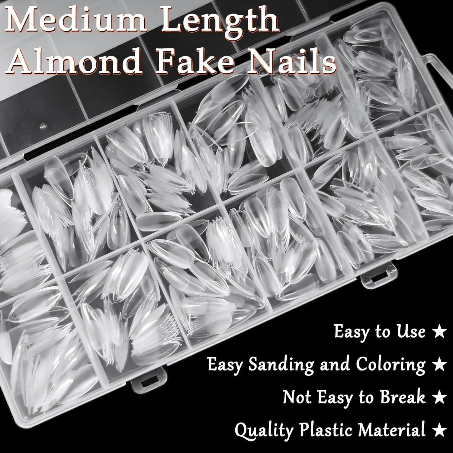 600-Piece Clear Full Cover Nail Tips 