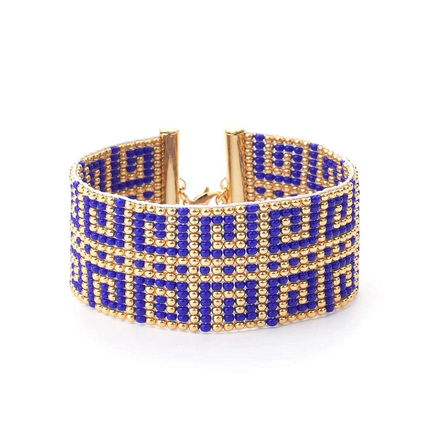 Blue Miyuki Beaded Bracelet Adjustable Rope Bangle