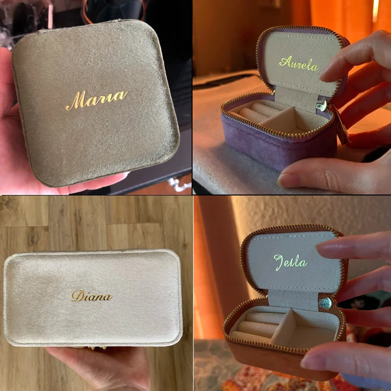 Velvet Travel Jewelry Box with or without Mirror (Customizable)