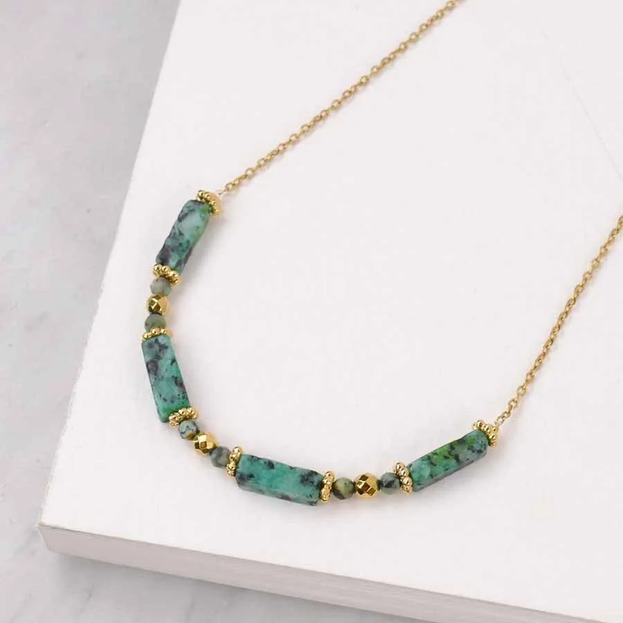 Clavicle Necklace Chain with Gemstones