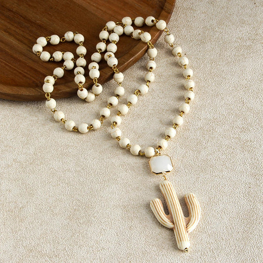 Desert Bloom Cactus Charm Necklace