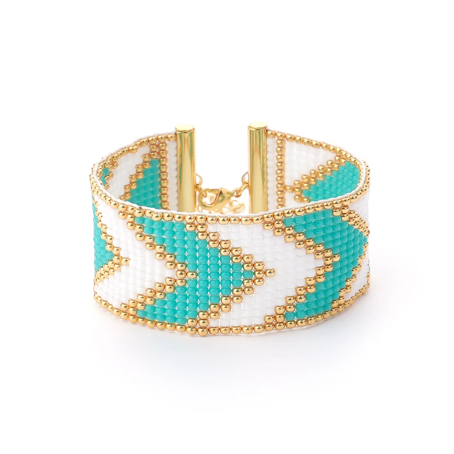 Blue Miyuki Beaded Bracelet Adjustable Rope Bangle