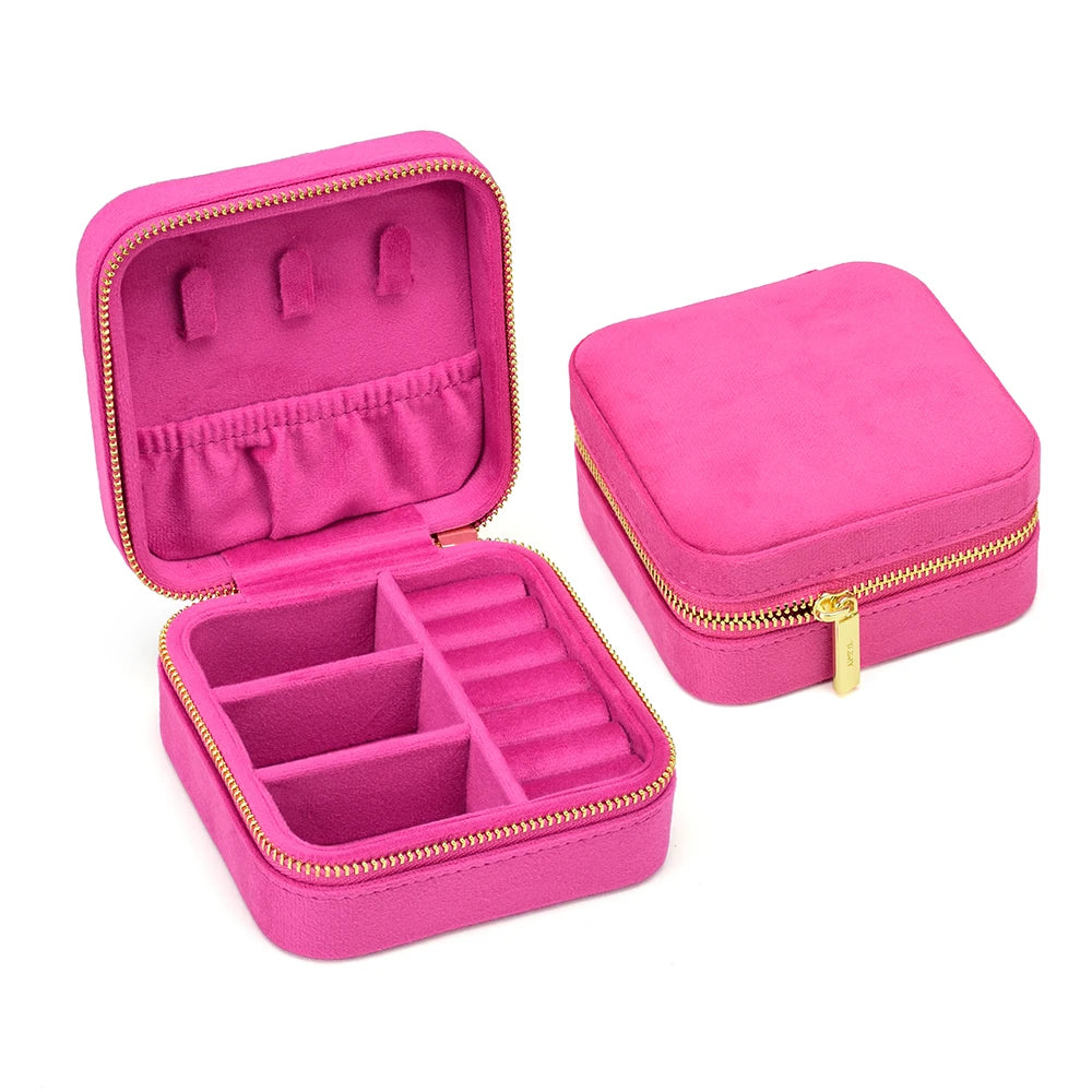Velvet Travel Jewelry Box with or without Mirror (Customizable)