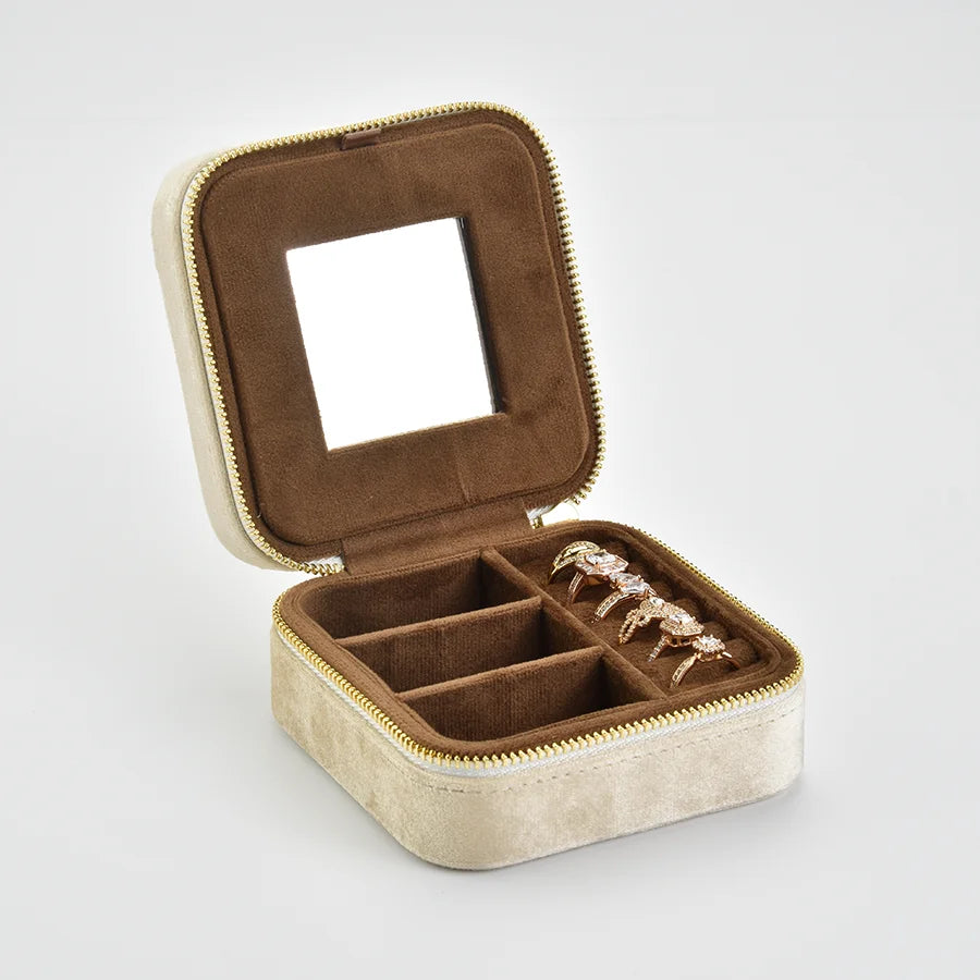 Velvet Travel Jewelry Box with or without Mirror (Customizable)