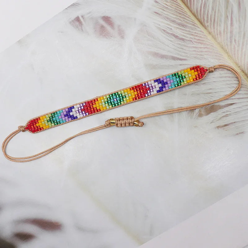 Colorful Miyuki Beaded Bracelet Adjustable Rope Bangles