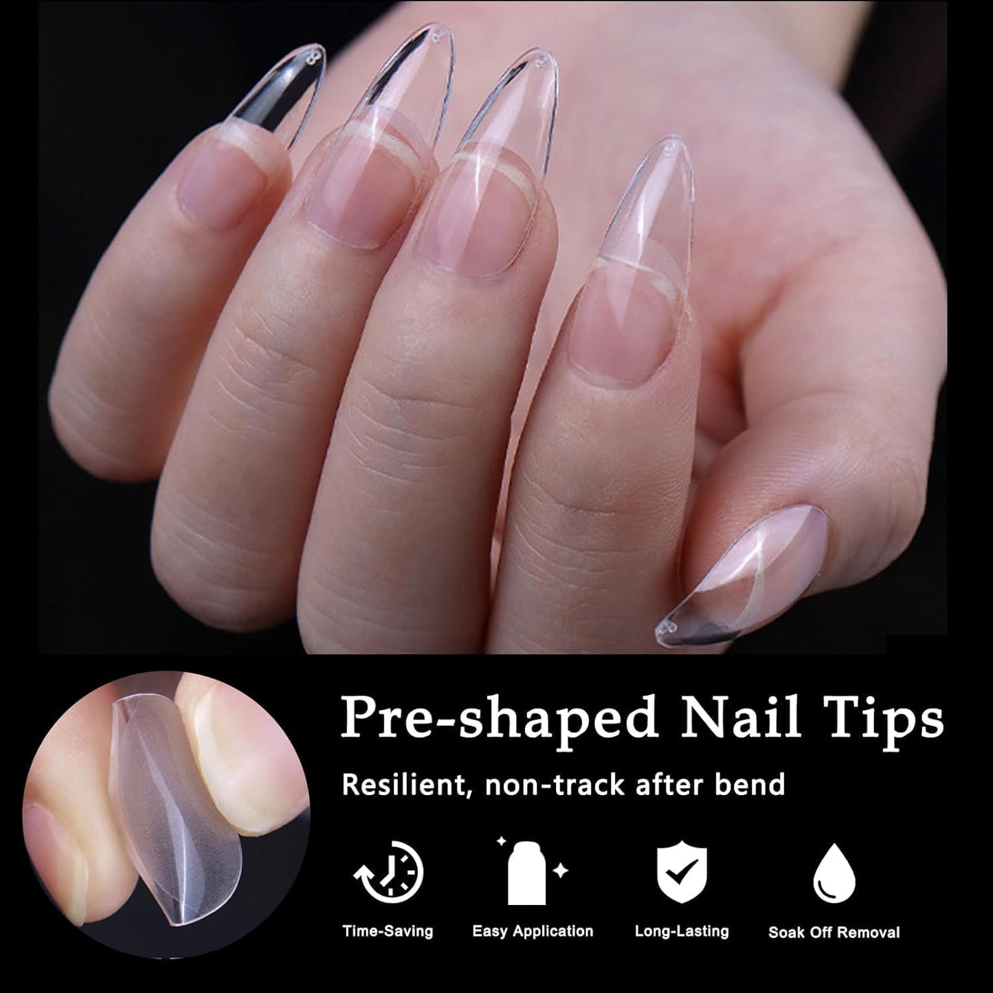 600-Piece Clear Full Cover Nail Tips 