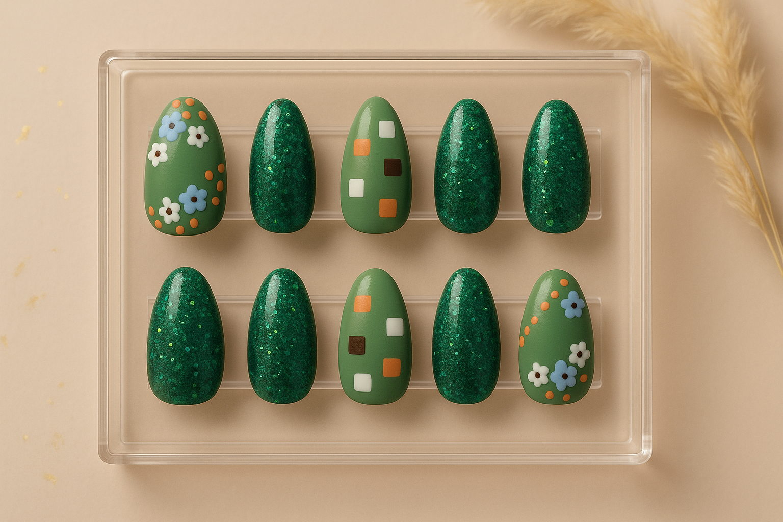 Correct 10-nail display with proper mirroring